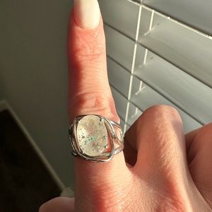 Chrysocolla in Quartz Adjustable ring Sterling silver